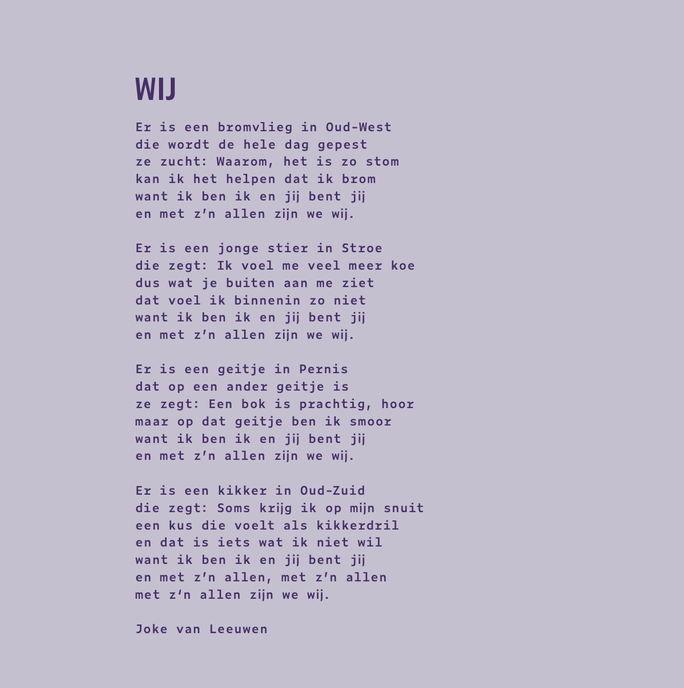 Het gedicht 'WIJ' van Joke van Leeuwen